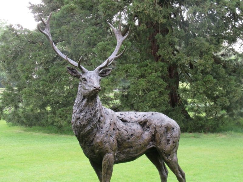 STANDING RED DEER STAG SCULPTURE
