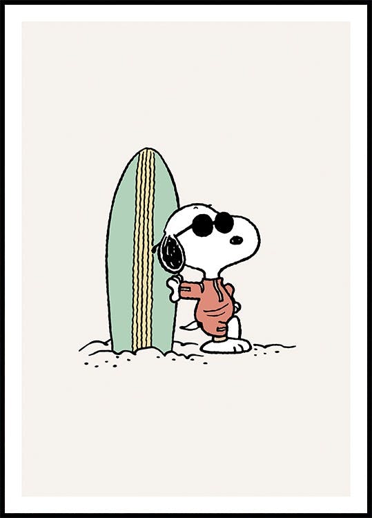 Snoopy Surfboard Poster