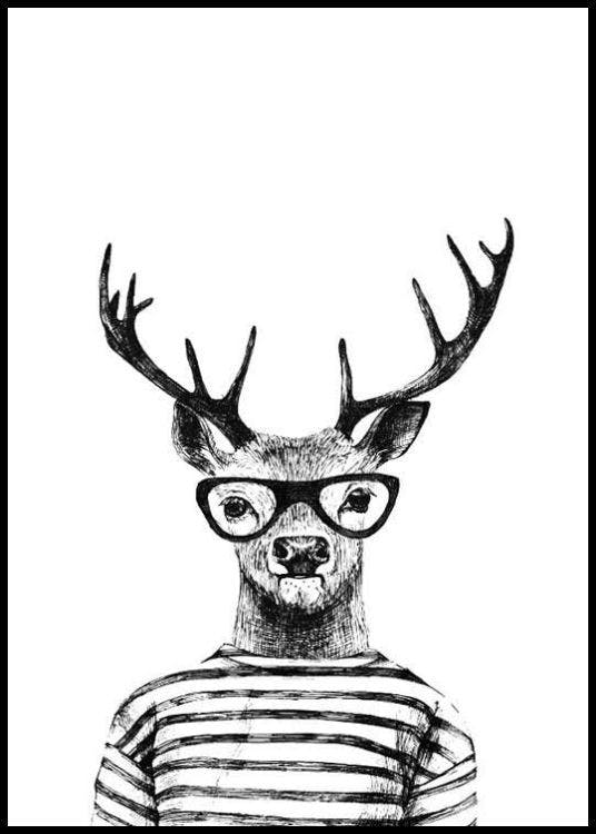 Deer With Glasses Poster
