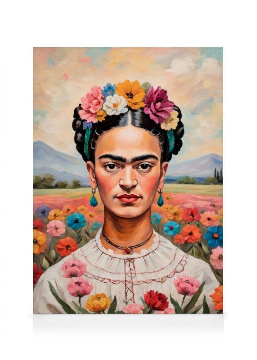 Frida Kahlo in Flower Field Canvas print
