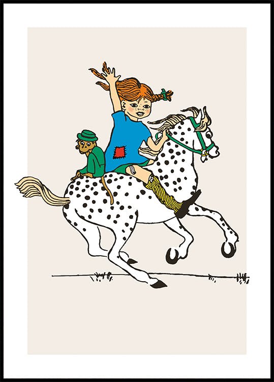 Pippi Longstocking Riding Poster