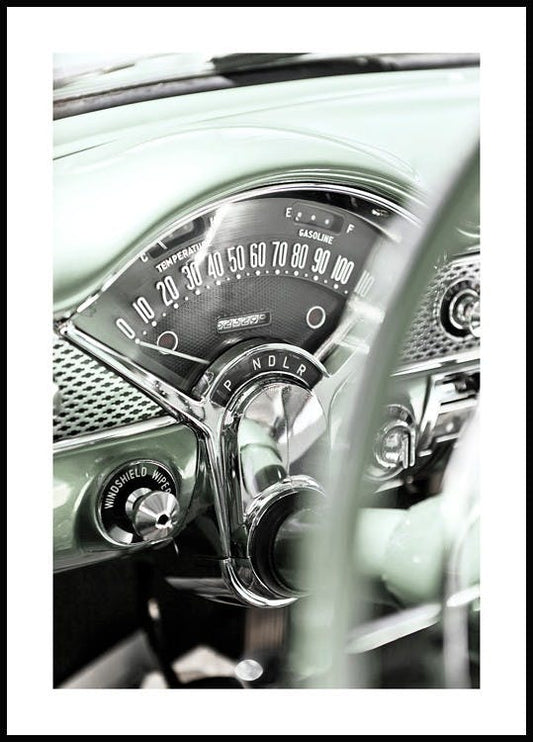 Green Vintage Car Detail Poster