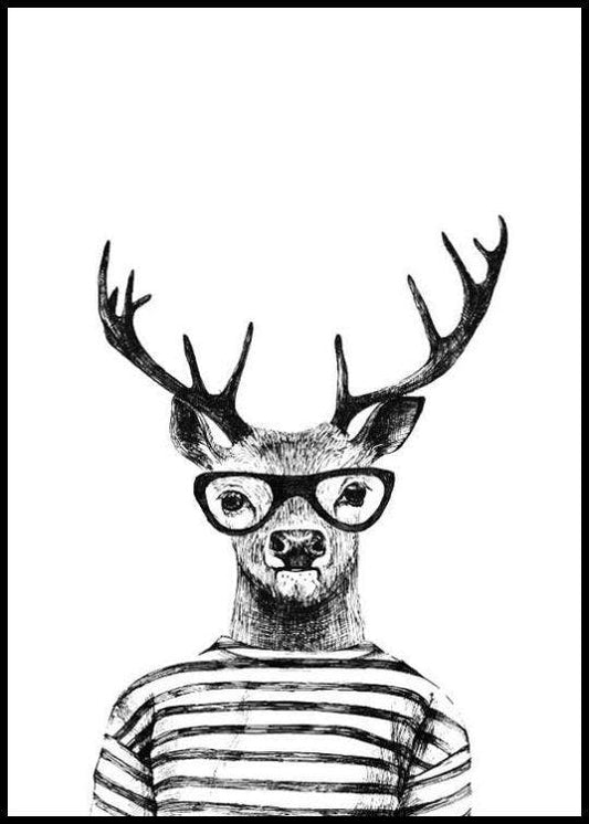Deer With Glasses Poster