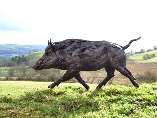 RUNNING WILD BOAR SCULPTURE